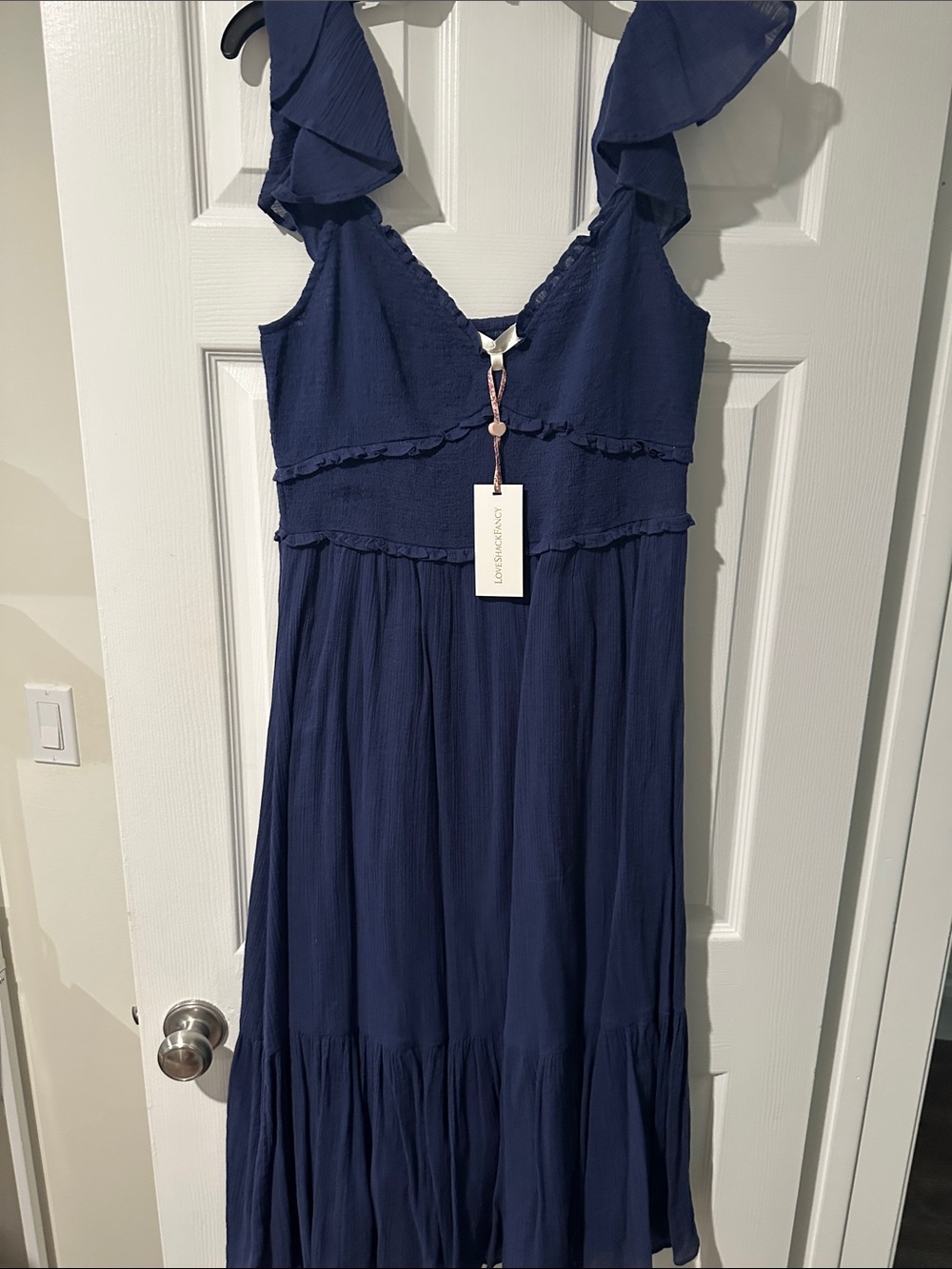 Navy Ruffled Tiered Midi Dress - NWT!
